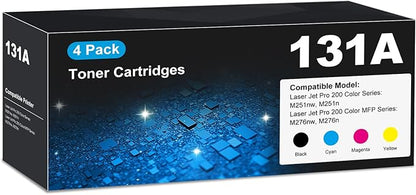 131A Toner Cartridge M251nw M276nw CF210A CF211A CF212A CF213A 131X Compatible for HP 131A Toner Cartridge Combo Pack with Chip for Color Laser Jet Pro 200 Color M251nw M251n, MFP M276nw M276n, HP131A