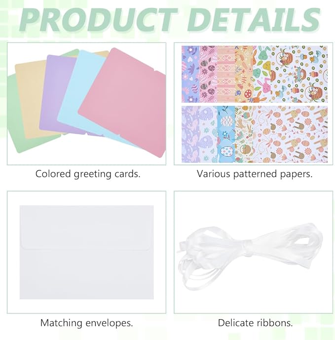 WEBEEDY 15 Sets Easter Paper Card Making Kits Colorful Handmade Greeting Card Kits with Envelopes & Decoration Accessories, Handmade DIY Cards Making Material Set for Easter Cards Birthday Invitation