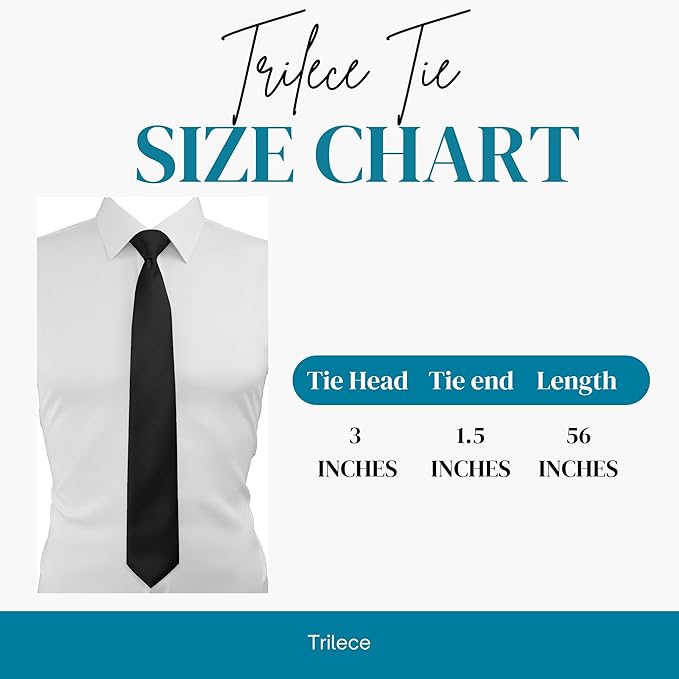trilece Ties for Men - Men's Solid Color Ties - Formal Neckties for Men - Neck Tie for Man