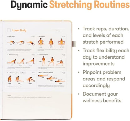 The Stretching Sidekick Journal by Habit Nest. Guided Stretching Routines to Keep You Flexible, Energized, and Live Comfortably. 66 Stretching Routines that only take 15-20 mins a day. Turn Motivation