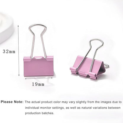 50 Pack Small Pink Binder Clips 3/4 Inch (19 mm), Colored Little Paper Clamps, Tiny Mini Paper Clips for Office Home School Business 0.75"