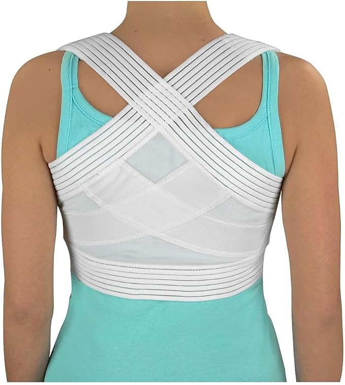 DMI Posture Corrector for Men and Women, Adjustable Criss-Cross Support for Reducing Back Pain and Strain, Comfortable and Breathable, Machine Washable, White, Medium-Large, 38" to 40" Chest Size