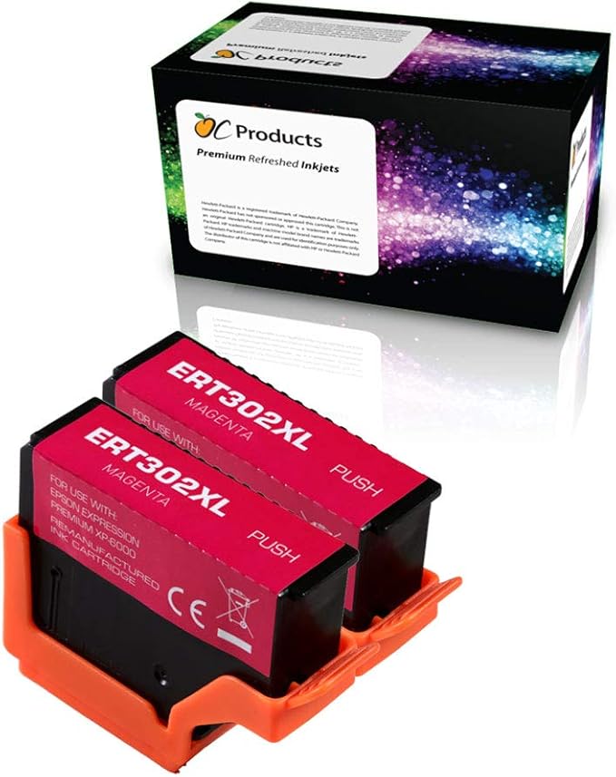 Remanufactured Ink Cartridge Replacement 2 Pack for Epson 302 302XL for Expression Premium XP-6000 XP-6100 (Magenta)