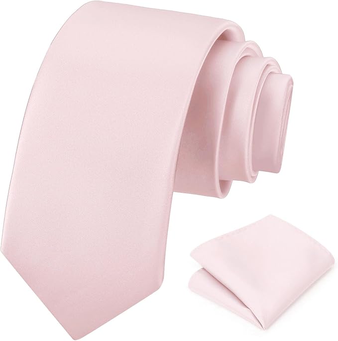 PenSee Men's Tie Set Solid Pure Color 3.15" (8CM) Classic Formal Plain Necktie and Pocket Square Set For Men