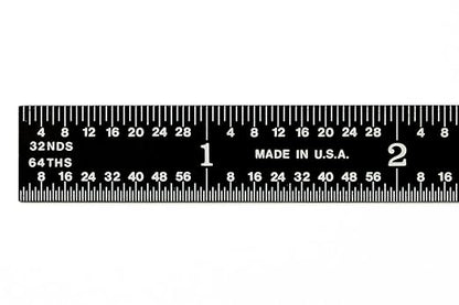 PEC Tools 12" Flexible Metal Ruler, High-Quality Stainless Steel, High-Contrast Black Chrome Finish, 3R Graduation (1/32", 1/64", 1/10", 1/50"), Fully Hardened and Tempered, Made in USA
