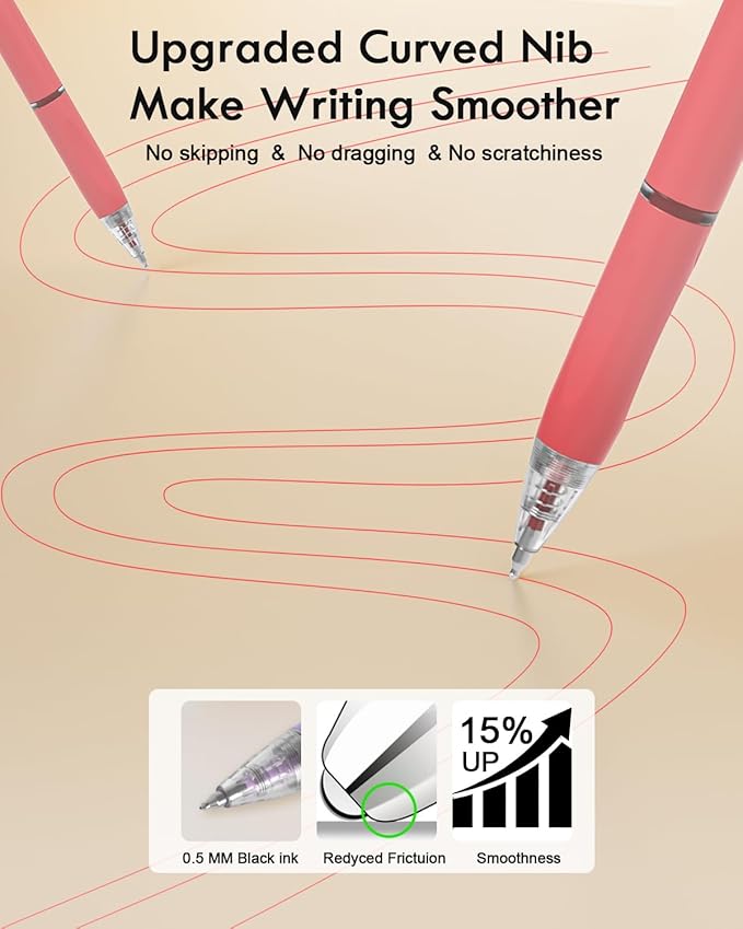 Colored Gel Pens, 12 Pcs Quick Dry Multicolor Ink Colorful Pen, Fine Point Smooth Writing Color Pens, Drawing Back to School Office Supplies Fun Aesthetic Pen Gifts for Girl Student Women