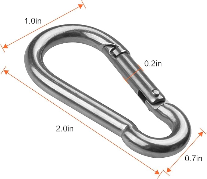 CertBuy 50pcs 2 Inch Stainless Steel Spring Snap Hook, 304 Stainless Steel Carabiner Clip Keychain Heavy Duty Quick Link Hook for Camping Fishing Hiking Traveling