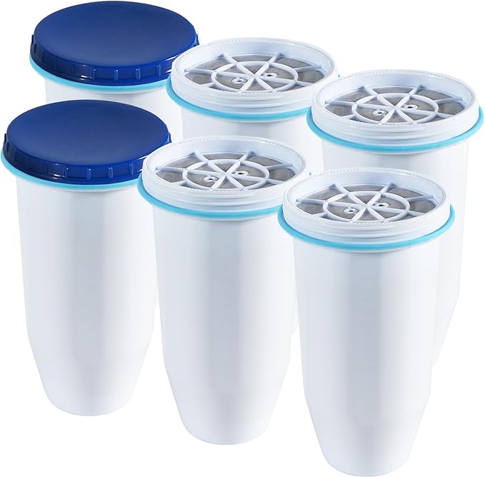 0 TDS Water Filter Replacement for Zero Pitcher & Dispenser | Upgraded 6-Stage Filtration | Removes 99.9% of Lead, Chromium, PFOA/PFOS | Compatible with ZR-001, ZR-004, ZR-017 | 6-Pack
