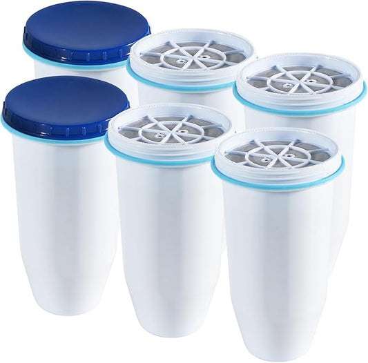 0 TDS Water Filter Replacement for Zero Pitcher & Dispenser | Upgraded 6-Stage Filtration | Removes 99.9% of Lead, Chromium, PFOA/PFOS | Compatible with ZR-001, ZR-004, ZR-017 | 6-Pack