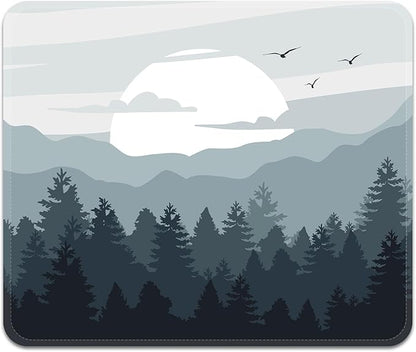 Square Mouse Pad with Stitched Edge, Premium Mousepad Washable Cloth. Computer Mouse Pad with Non-Slip Rubber Base, Mouse Pads for Computers Laptop Mouse 9.25x7.75x0.12 inch-Foggy Woods Winter