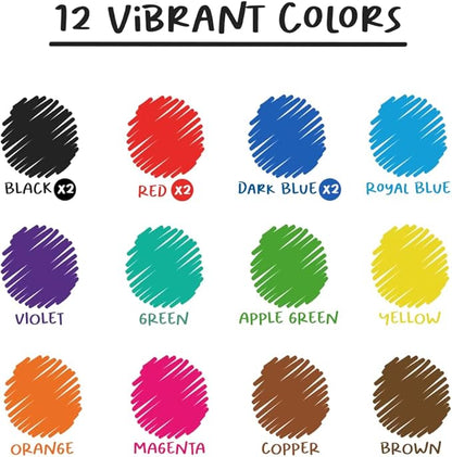 Chalkola Dry Erase Markers Fine Tip (15 Pack, 12 Colors) | Thin Point Dry Erase White Board Pens - Non toxic, Low Odor Whiteboard Markers for Kids, Teachers, Office, School, Classroom Supplies