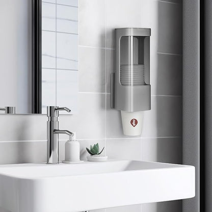 Cup Dispenser, Wall Mounted Water Cooler Cup Dispenser for 3oz-5oz Disposable Cups, Bathroom Cup Holder, Plastic Paper Cup Holder with Adhesive/Screw Mount for Office, Hospital, Bathroom