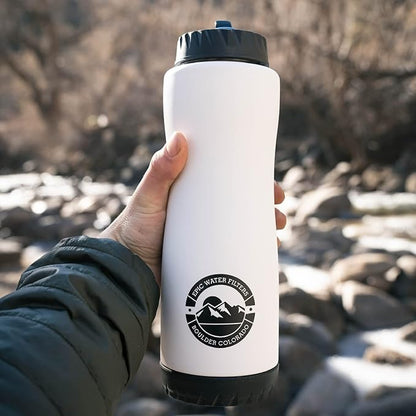 Epic Water Filters Vostok Vacuum Insulated Water Bottle with Filter, USA Made, BPA Free, Removes 99.9% Tap Water Contaminants, Stainless Steel, Dishwasher Safe
