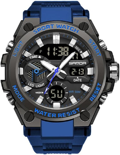 KXAITO Men's Watches Sports Outdoor Waterproof Military Watch Date Multi Function Tactics LED Alarm Stopwatch