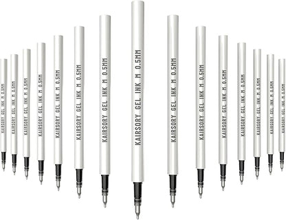 Black Gel Pens Refills,Retractable Gel Ink Pen Refills Bulk,pen refills for twist pens,Fine Point 0.5mm Black Ink, Smooth Writing Retractable Click Pen Refills(15 Pcs Black Ink-0.5mm)