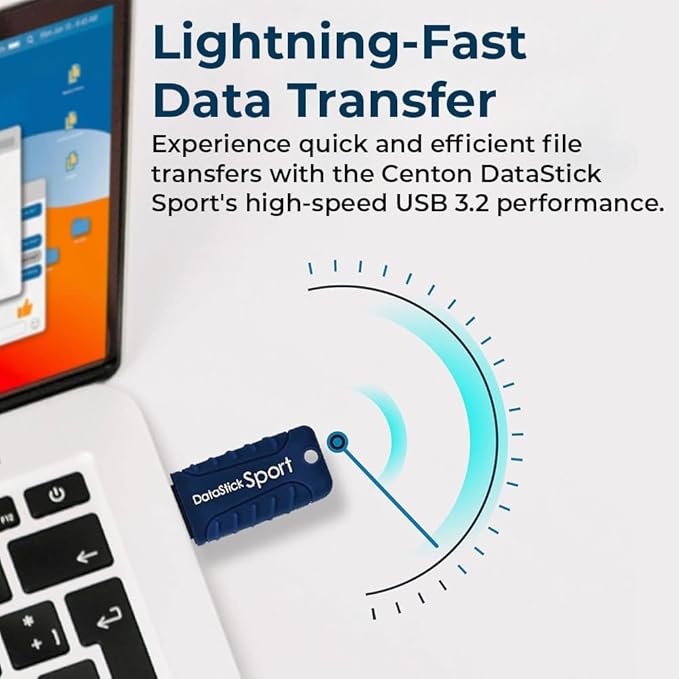 Water Resistant 32GB DataStick Sport by Centon, 5 Pack, USB 3.2 Gen1 Flash Drive Memory Stick for Storage and Backup