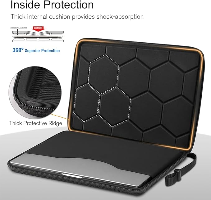 FINPAC 15.6-inch Hard Laptop Sleeve Case Compatible with 15.6 Inch Acer Aspire, Shockproof Computer Carrying Case for 15.6 Inch HP Dell Razer Samsung Laptop Chromebook, Black