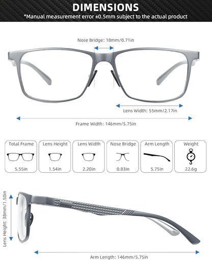 JM Al-Mg Metal Blue Light Blocking Glasses Men Women Anti Blue-Light Computer Glasses, Relieve Eyestrain and Eye Protection