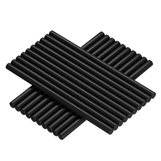 20-Pack Black Hot Melt Glue Sticks, 0.43″ Dia × 8″ Long – Multi-Purpose Adhesive for Crafting, Woodworking, Decoration & Repair