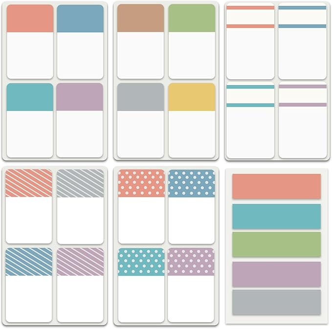 ELII 1 Inch Sticky Index Tabs, 500 Pcs Book Markers, Writable and Transparent for Notebooks, Pages, Colored Markers for Books, Annotating (Morandi)