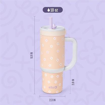 Ello Oasis 18oz Stainless Steel Tumbler - Orange Daisies