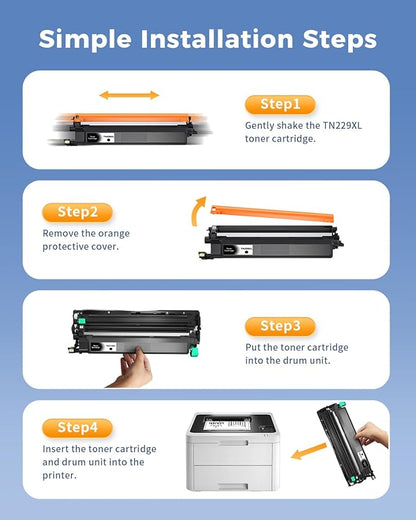 TN229XL Toner Cartridges Compatible Replacement for Brother 229XL Toner Cartridges 4 Pack TN229XL TN229 XL BK/C/M/Y for MFC-L3780CDW HL-L3280CDW MFC-L3720CDW HL-L3220CDW HL-L3300CDW HL-L3295 Printer