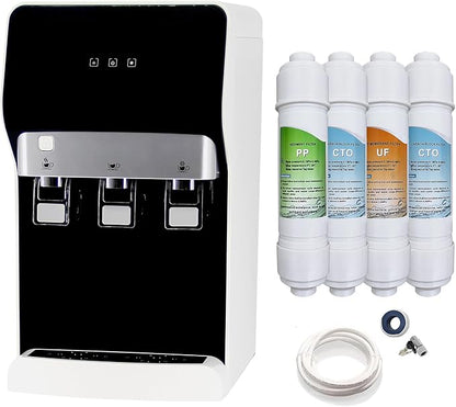 Countertop Bottleless Water Cooler Dispenser with Filtration 4-Stage Filters PP+CTO+UF+CTO Self Clenaing 3 Temperature Settings