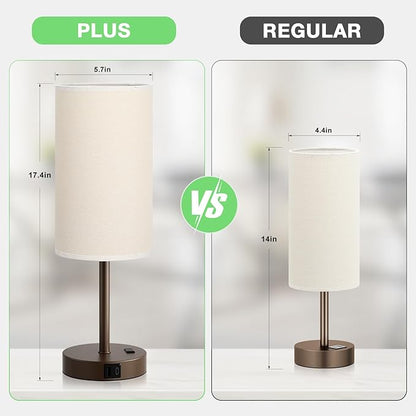 Touch Bedside Table Lamp with USB - 3 Way Dimmable Brown Lamp for Bedroom Nightstand, Desk Lamp with Charging Station for Dorm, Office, Kids Room, Living Room