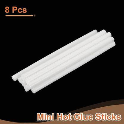 uxcell 8 Pcs Mini Hot Glue Sticks, 0.43" Dia x 7.87" Long EVA Glue Gun Sticks, White Mini Hot Melt Glue Sticks for DIY Craft Sticky Projects