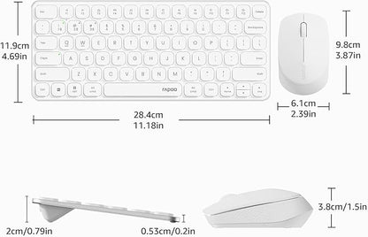 Rapoo 9010M Multi-Device Keyboard and Mouse Combo, 2.4GHz/Bluetooth 5.0/4.0 Wireless Keyboard & Mouse Set for Windows/Mac/Linux/Chrome, Support 4 Devices, Low-Profile Silent Click, Battery Powered