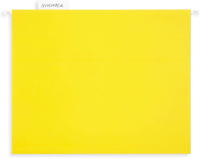Blue Summit Supplies Hanging File Folders, 25 Reinforced Hang Folders, Designed for Home and Office Color Coded File Organization, Letter Size, Yellow, 25 Pack