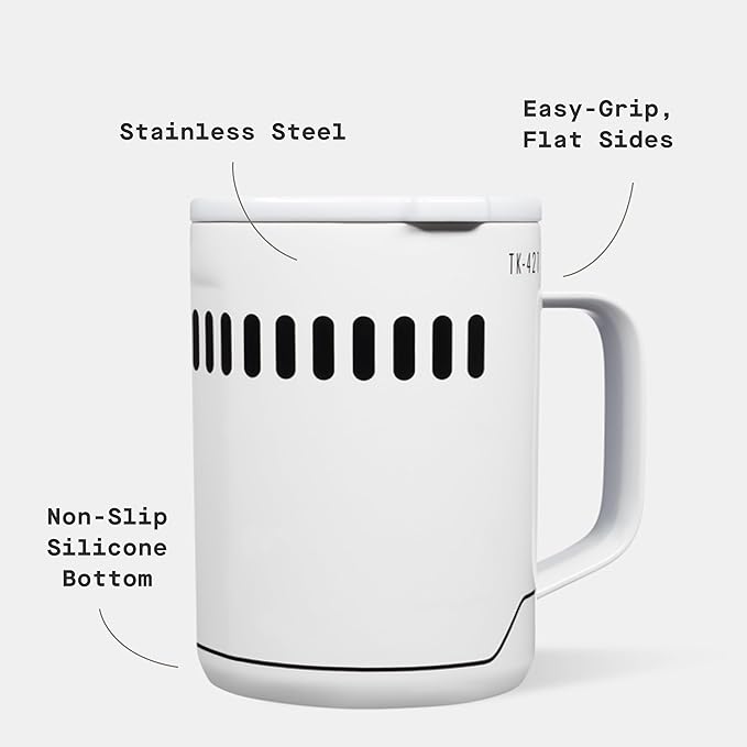 Corkcicle Classic Coffee Mug - Triple Insulated Stainless Steel for Travel - Shatter-Proof Lid - Keeps Drink Hot Over 3 Hours - Holiday Mug Gift - Great for Gifting Warmth - 16 oz - Stormtrooper