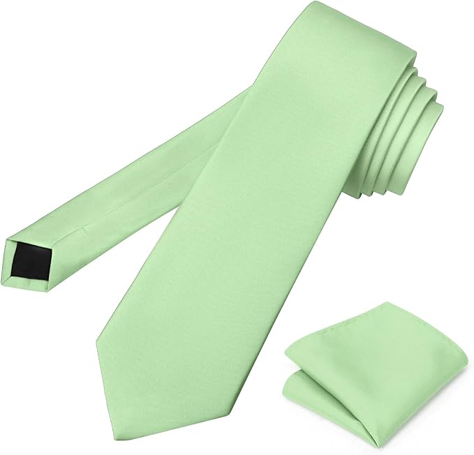 PenSee Men's Tie Set Solid Pure Color 3.15" (8CM) Classic Formal Plain Necktie and Pocket Square Set For Men