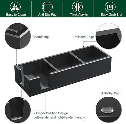 Acrylic Sticky Note Holder, Self-Stick Note Pad Holder W/O Pads - Note Dispenser Memo Pad Holder Desk Organizer for School Office Home (3''x3'' 3IN1 Black)