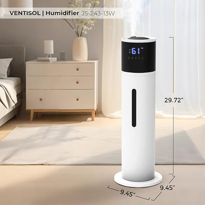 VENTISOL Large Humidifiers for Bedroom, 13L/3.4Gal Quiet Cool Mist Humidifier for Home Large Room, Top Fill Humidifiers for Baby Nursery, Living Room, White