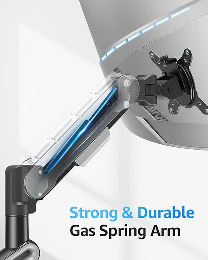 MOUNTUP Single Monitor Desk Mount for 4.4-26.5lbs, Heavy Duty Monitor Arm for 40 39 37 34 32 27inch, Full-Motion Monitors Stand, Height Adjustable Gas Spring Monitors Arm with C-Clamp＆Grommet Base