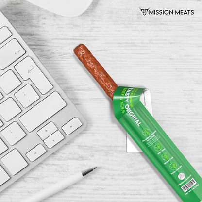 Mission Meats Beef Sticks – 100% Grass Fed Beef, Zero Sugar, Healthy Snacks, Individually Wrapped, Gluten Free, Non-GMO, Original 1oz (Pack of 24)