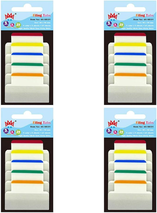 100 Pcs Divider Sticky Tabs 1.2 x 2 in, Transparent Sticky Index Tabs Flags Page Markers for Books Notebooks Office School Supplies, 25 Sheets/Pack, 4 Packs, 4A 6031x4