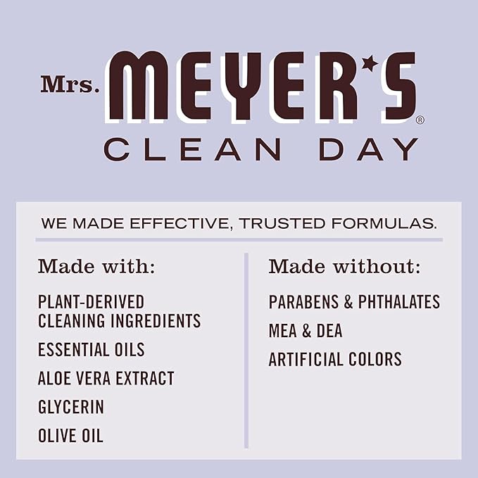 MRS. MEYER'S CLEAN DAY Hand Soap Refill, Made with Essential Oils, Biodegradable Formula, Lavender, 33 fl. oz - Pack of 6