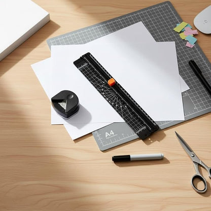 A4 Paper Cutter Machine With Photo Trimmers & Cutting Mat(Round cutter), Paper Cutter Photo Trimmer, Cutting Machine for Craft Paper, Coupon, Label, Cardstock