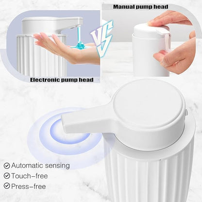 Automatic Soap Dispenser Liquid Touchless: 9oz Plastic White - Rechargeable Electric Smart 3-Level Adjustable Modern Auto Soap Dispenser - Bathroom Kitchen Hand Dish Lotion