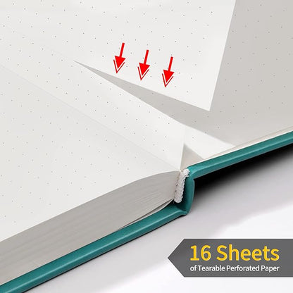 Annecy Numbered Bullet Dotted Journal Notebook, Medium 5.5x 8.25, 160 Pages 100GSM Writing Paper, A5 Turquoise Faux Leather Cover with Pen Loop