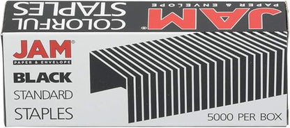 JAM PAPER Standard Size Colorful Staples - Jet Black - 5000/box