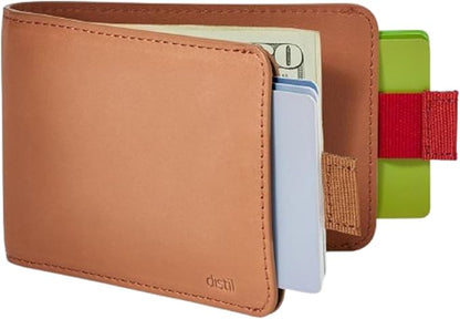 Distil Union Wally Classic RFID Wallet - No ID Window - Slim Bifold Wallet for Men with Money Clip, Premium Leather – Minimalist RFID Card Holder - Holds 12 Cards & 30 Bills - Brown