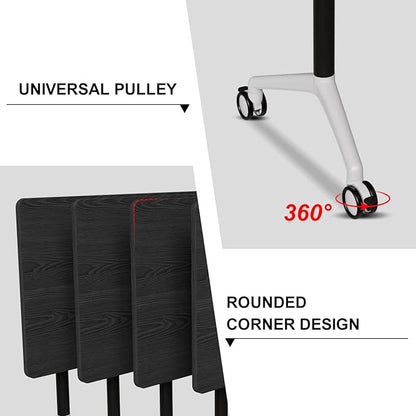 Conference Room Table with Flip-Top Design for Dynamic Meetings, Business Table Computer Desk with Heavy-Duty Frame,Foldable Seminar Meeting Tables for Home Office (2, F, 61IN)