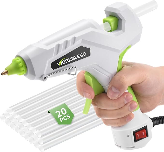Hot Glue Gun Full Size, 60W/100W Dual Temp Glue Gun, Fast Heating Heavy and Duty Glue Gun with 20PCS Glue Sticks for Arts, Home Repair, Professional DIY & Industrial Use