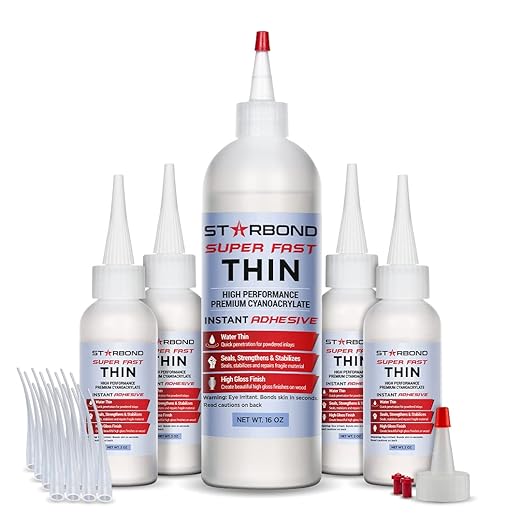 Premium Grade Cyanoacrylate (CA) Super Glue by Starbond - 16 oz. Complete Refill KIT (453g) - Super Fast Thin Adhesive, Precise Application for Woodturning, CA Finish, Woodworking, Hobby Models, Inlay
