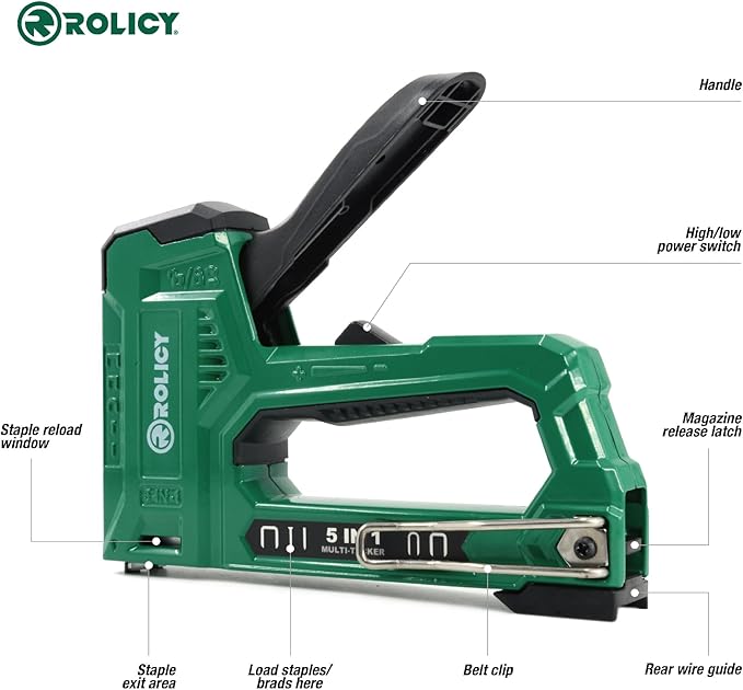 5-in-1 Heavy Duty Aluminum Staple Gun Kit, Manual Brad Nailer with 3000 Staples and 2000 Brad Nails, Staple Remover, Perfect for Upholstery, Crafts, Decoration, Furniture, Wood & Home DIY Use