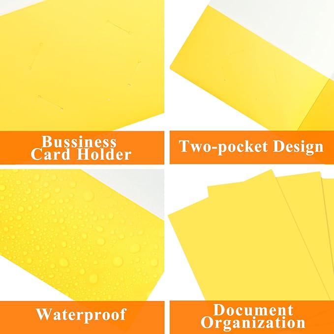 50Pcs Yollow with Pockets-2 Pocket Folders for Documents,Cute Paper Folders for Filing Cabinet,School,Office,Resume Portfolio