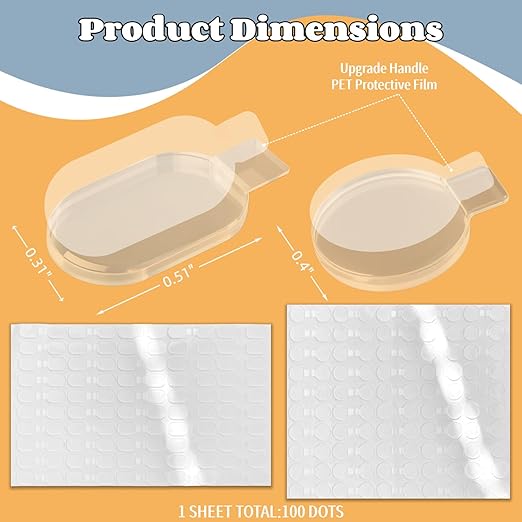 COMELY Clear Double Sided Sticky Dots: 300 Pcs 0.4" Glue Removable Adhesive Nano Circle Stickers - No Trace Strong Stick Tack for Museum - Office Balloon Wall Hanging Poster Crafts